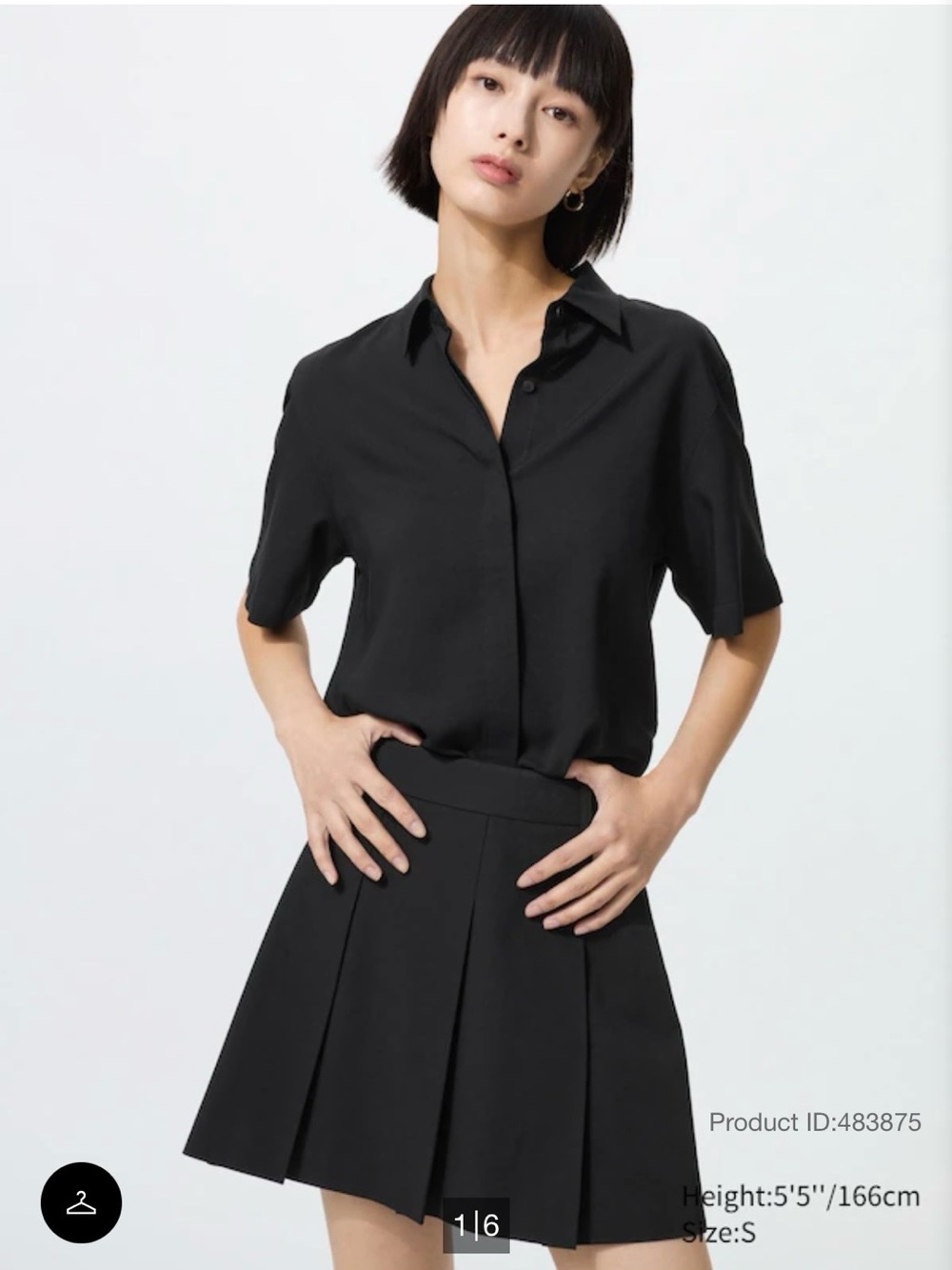 Uniqlo Black Short-Sleeve Button-Down Shirt